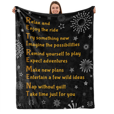 Happy Retirement Gifts for Men Women, Going Away Gift - Happy Retirement Throws Blanket for Teachers Grandparent Friends Coworkers (Black, 50x60)