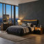 Kayner Bed With LED Lights - Charcoal-1825667712