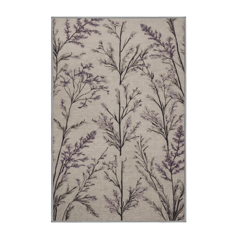 Tapis gris botanique lavable à la machine, Tapis de couloir 2 pi x 5 pi