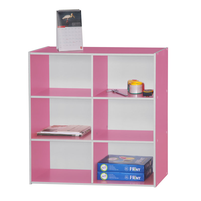 Troiano 80cm H x 80cm W Wood Standard Bookcase, Pink
