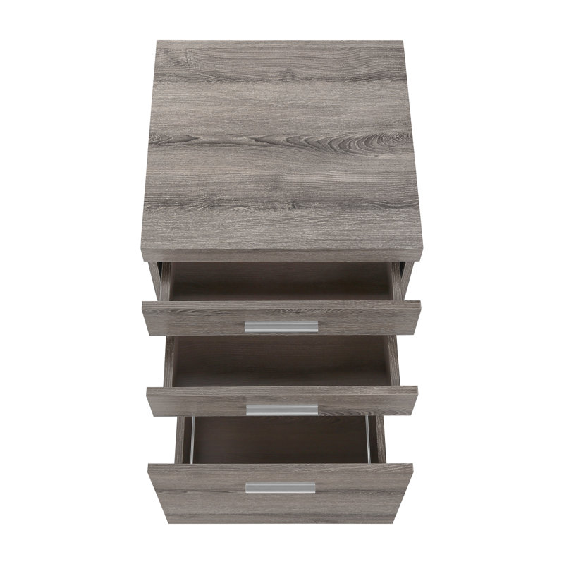 Classeur mobile à 3 tiroirs - Armoire de rangement de bureau moderne et support pour imprimante, roues verrouillables, brun taupe