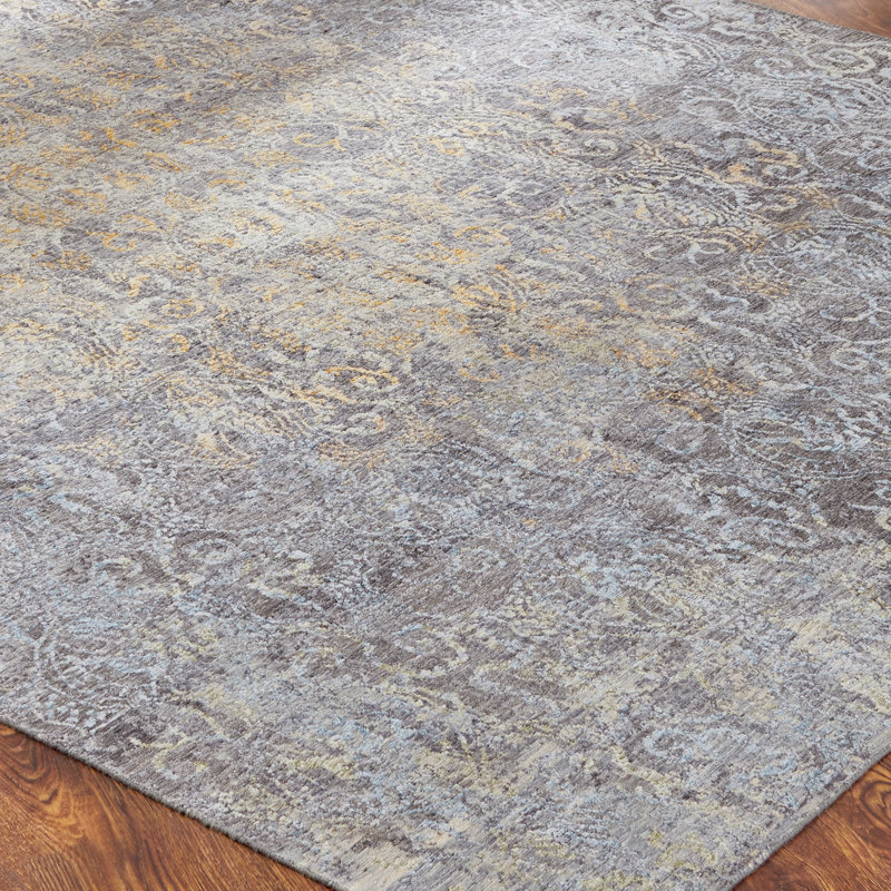 Hand Knotted Abstract Area Rug in Gray, Rectangle 12' x 15'