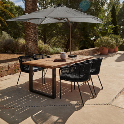 Fabiano Rectangular 8 - Person 235cm Long Dining Set with Cushions and Umbrella