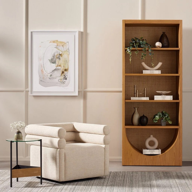 Vitrine en rotin de style américain, Brun