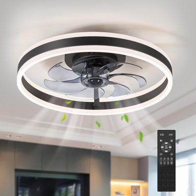  Delphina 20"  Enclosed Color-changing Integrated LED Indoor/Outdoor Flush Mount Ceiling Fan with Light and Remote
