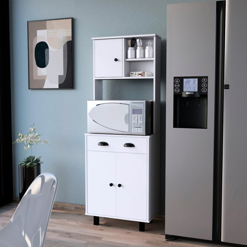 Garde-manger blanc avec 1 tiroir et 5 tablettes pour une organisation simplifiée 63,75 lb, Blanc