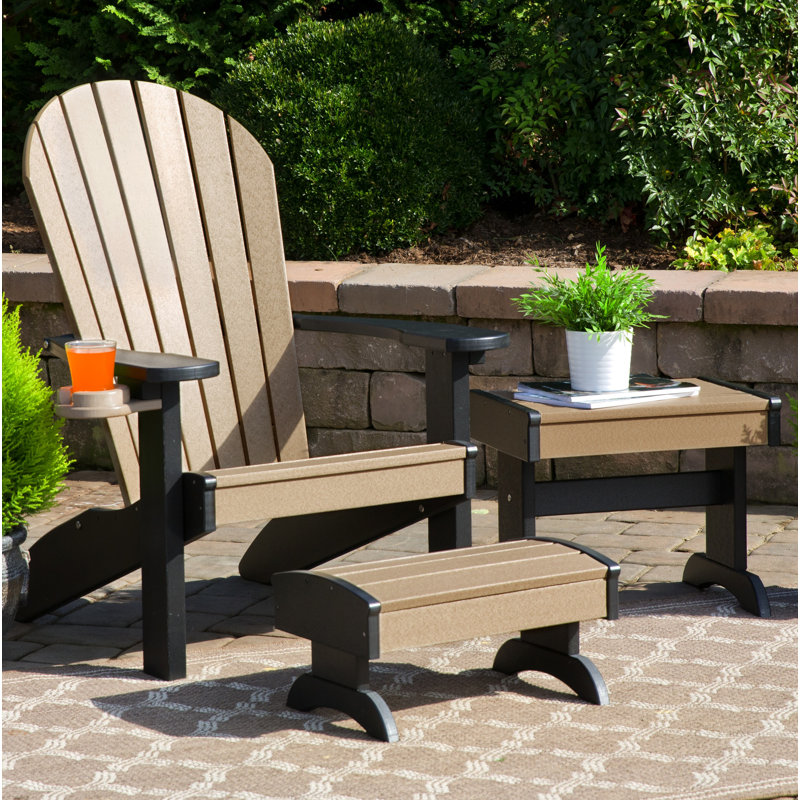 Aatikah Outdoor Adirondack Chair, Weathered Wood/Black