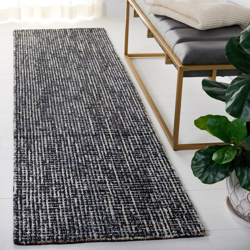 Tapis en laine touffeté à la main Farhat, Tapis de couloir 2 pi 3 po x 8 pi