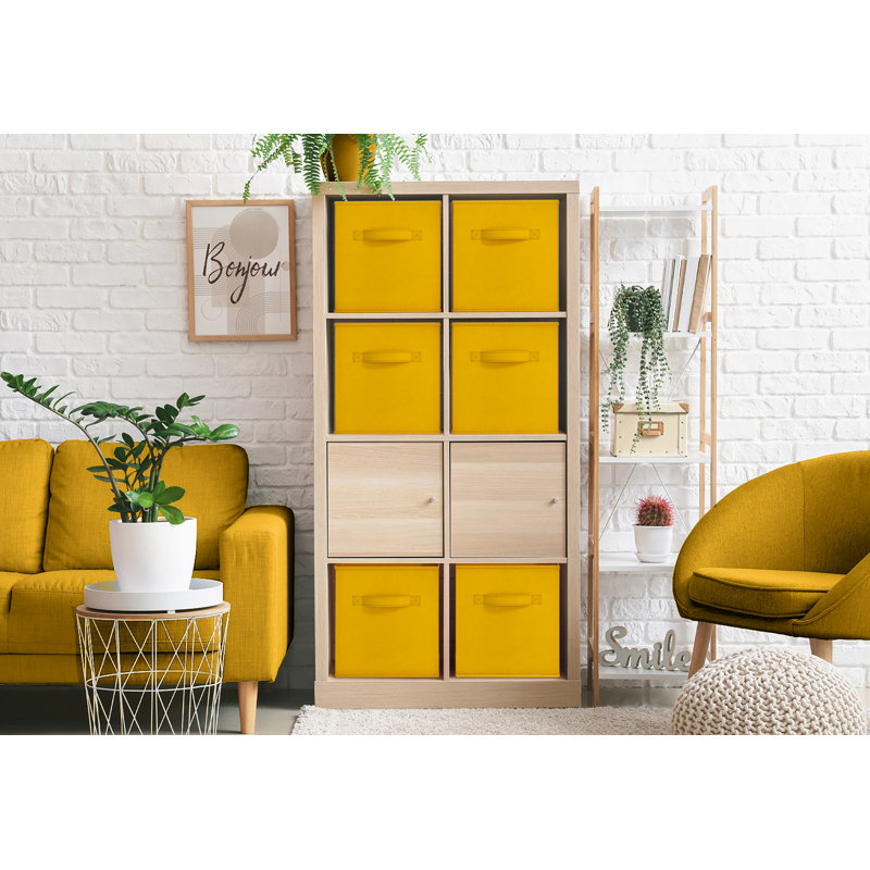 Bac de rangement pliable en tissu avec poignée Sorbus de 11 pouces avec poignée - pour organiser la maison, le placard, la chambre à coucher, la salle de jeux et plus encore, simple, jaune