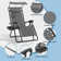 Set of 2 Zero Gravity Chairs, Folding Recliner Outdoor Lounge Chairs With Adjustable Sunshade and Cup Holder Tray