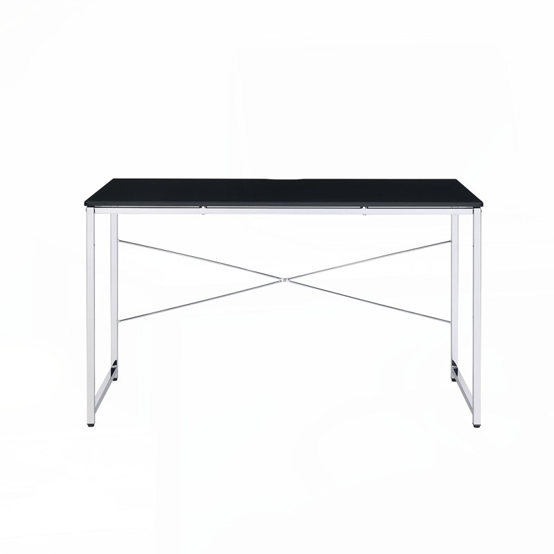 Bureau rectangulaire avec structure en métal, noir et chrome