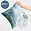 Coussin décoratif abstrait en marbre avec polyester de qualité supérieure - blanc et bleu-44319749