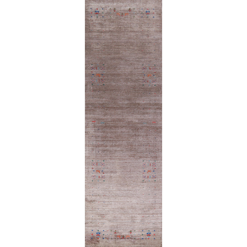 Brown Gabbeh Indian Runner Rug 3x12
