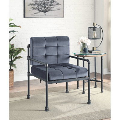 Fauteuil d'appoint gris avec structure en métal, siège en mousse viscoélastique Hauteur, 47 lb Poids de l'emballage, finition sable, coussin inclus