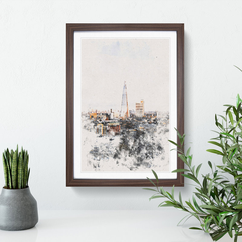 The London Skyline with the Shard - Framed Print, Walnut Framed, 33cm H x 24cm W x 2cm D