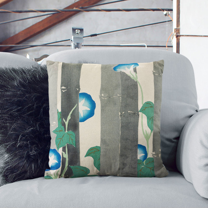 Morning Glory Flowers Square Throw Cushion, 40cm H x 40cm W x 15cm D