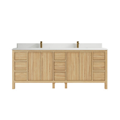 84'' Double Bathroom Vanity with Quartz Top