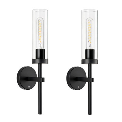 Ensemble de 2 appliques murales rechargeables, à intensité variable avec télécommande, télécommande et abat-jour en verre transparent pour le salon, la chambre à coucher, la salle de bain et le couloir