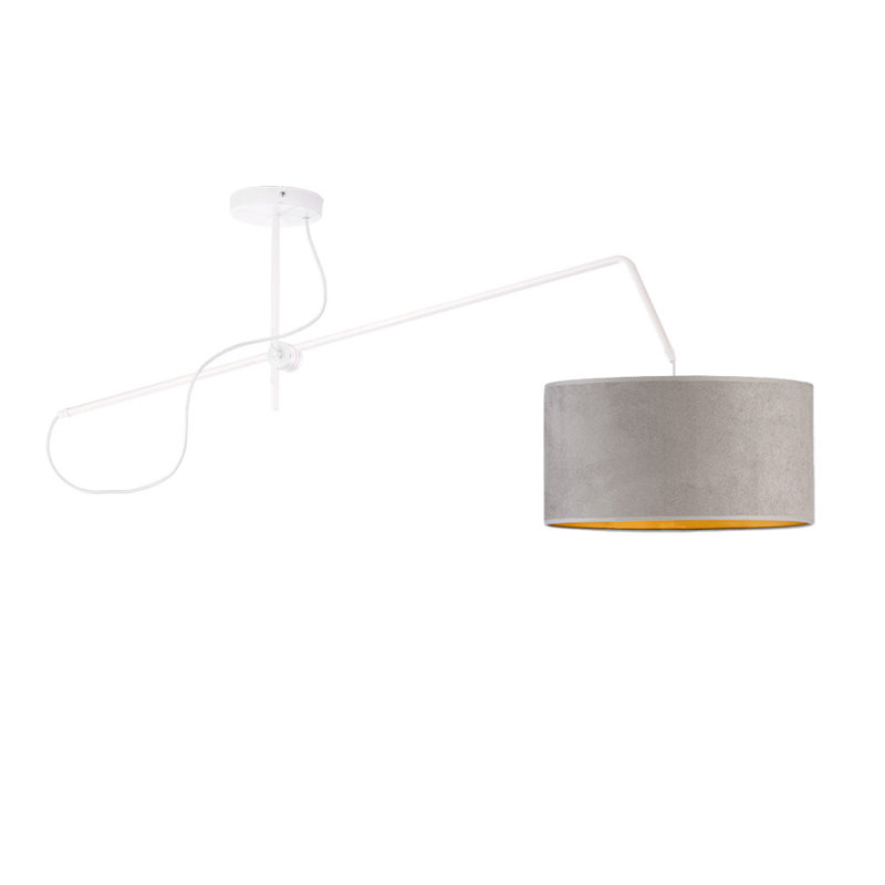RIO VELUR 1 - Light Drum Pendant, White, Grey
