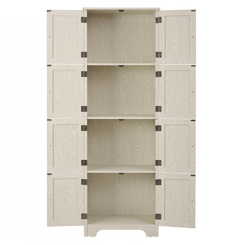 Tall Storage Cabinet With 8 Doors, White