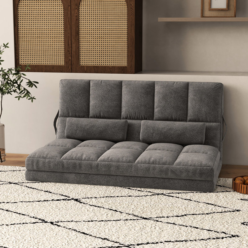Fauteuil-lit pliant, gris foncé avec réglable, 2 coussins, peu encombrant, structure solide, stable