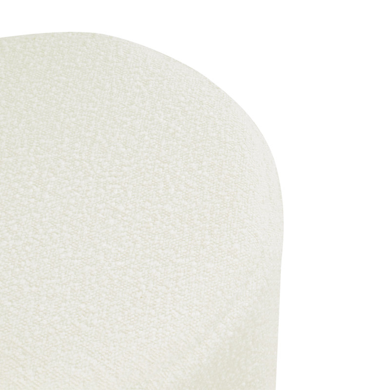 Maeesha Upholstered Round Ottoman, White Boucle
