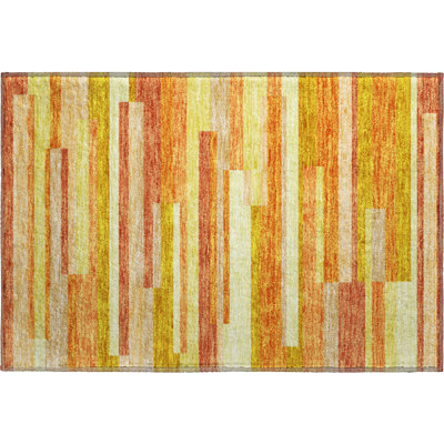 Premium Machine Washable Prisco Orange Rug