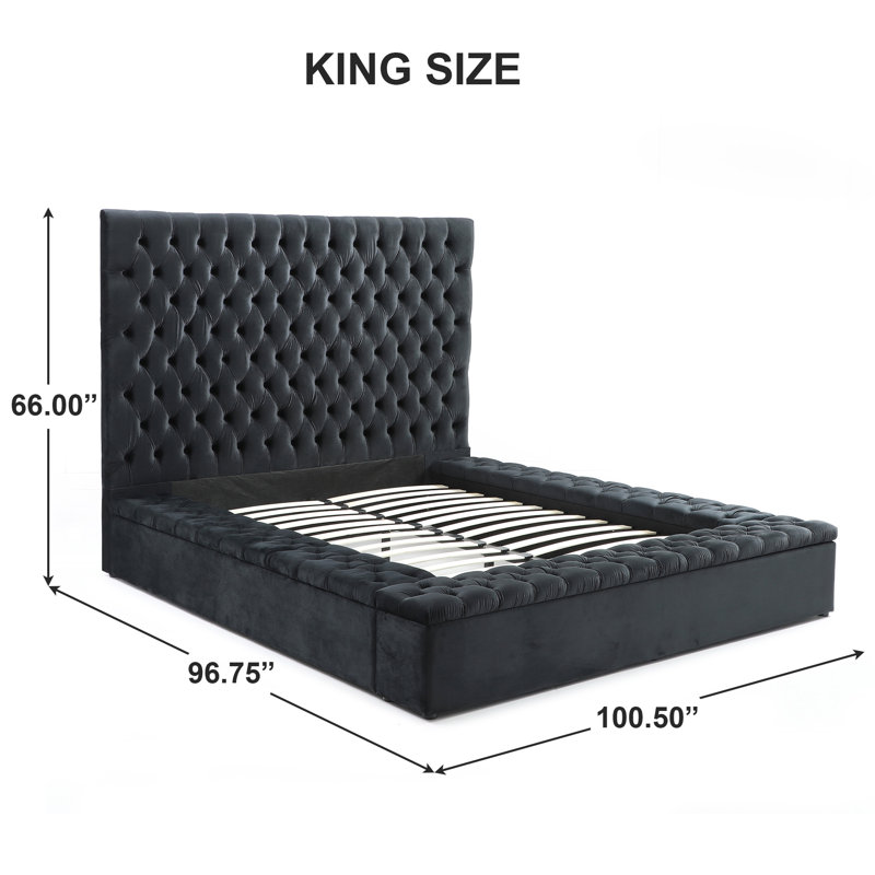 Aidelyn Upholstered Velvet Platform Bed