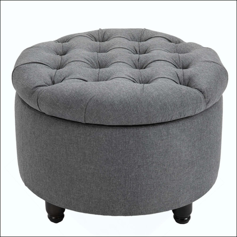 Repose-pieds rond capitonné avec repose-pieds en tissu capitonné avec couvercle amovible