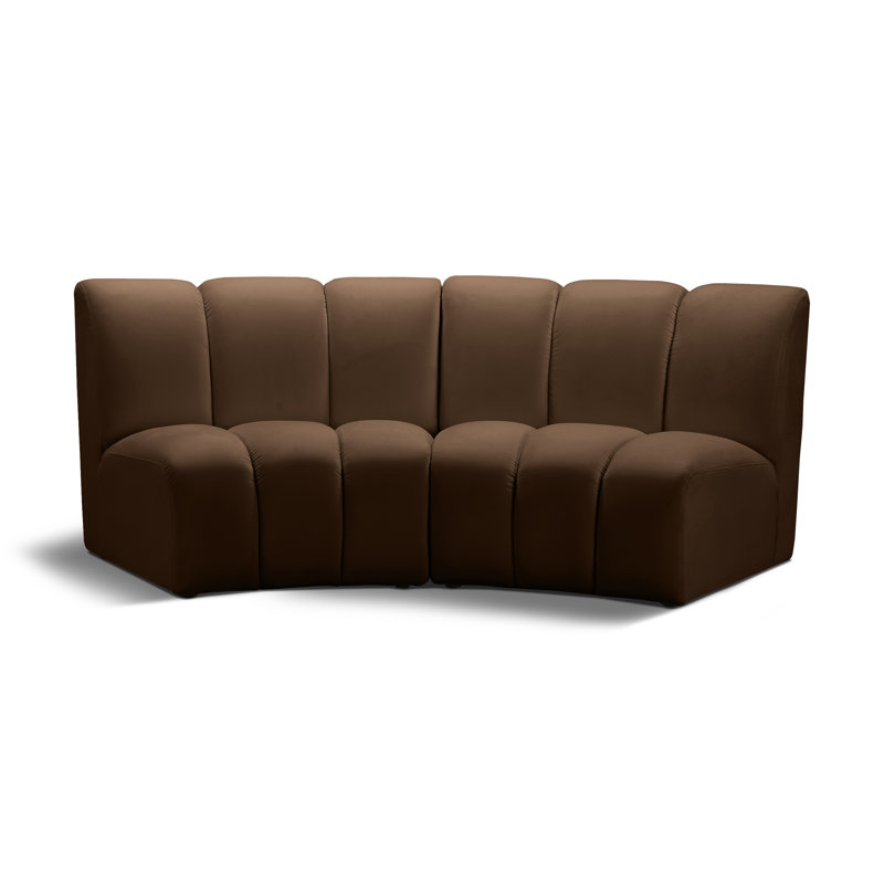 Infinity Wide Velvet Symmetrical Corner Sectional, Brown Velvet, 2-Piece