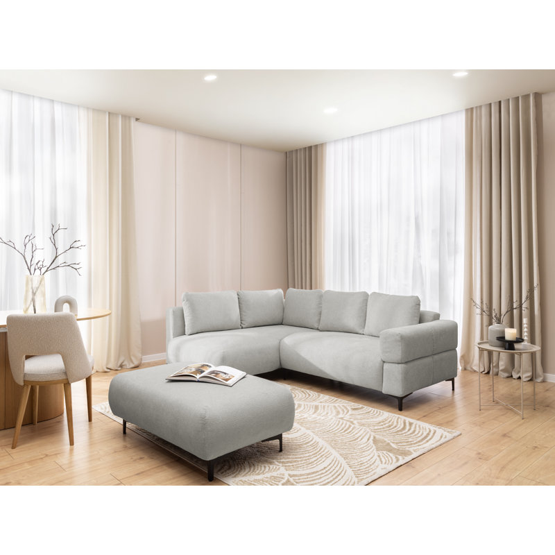 6 Seater Corner Sofa, Light Grey, Left Hand Facing