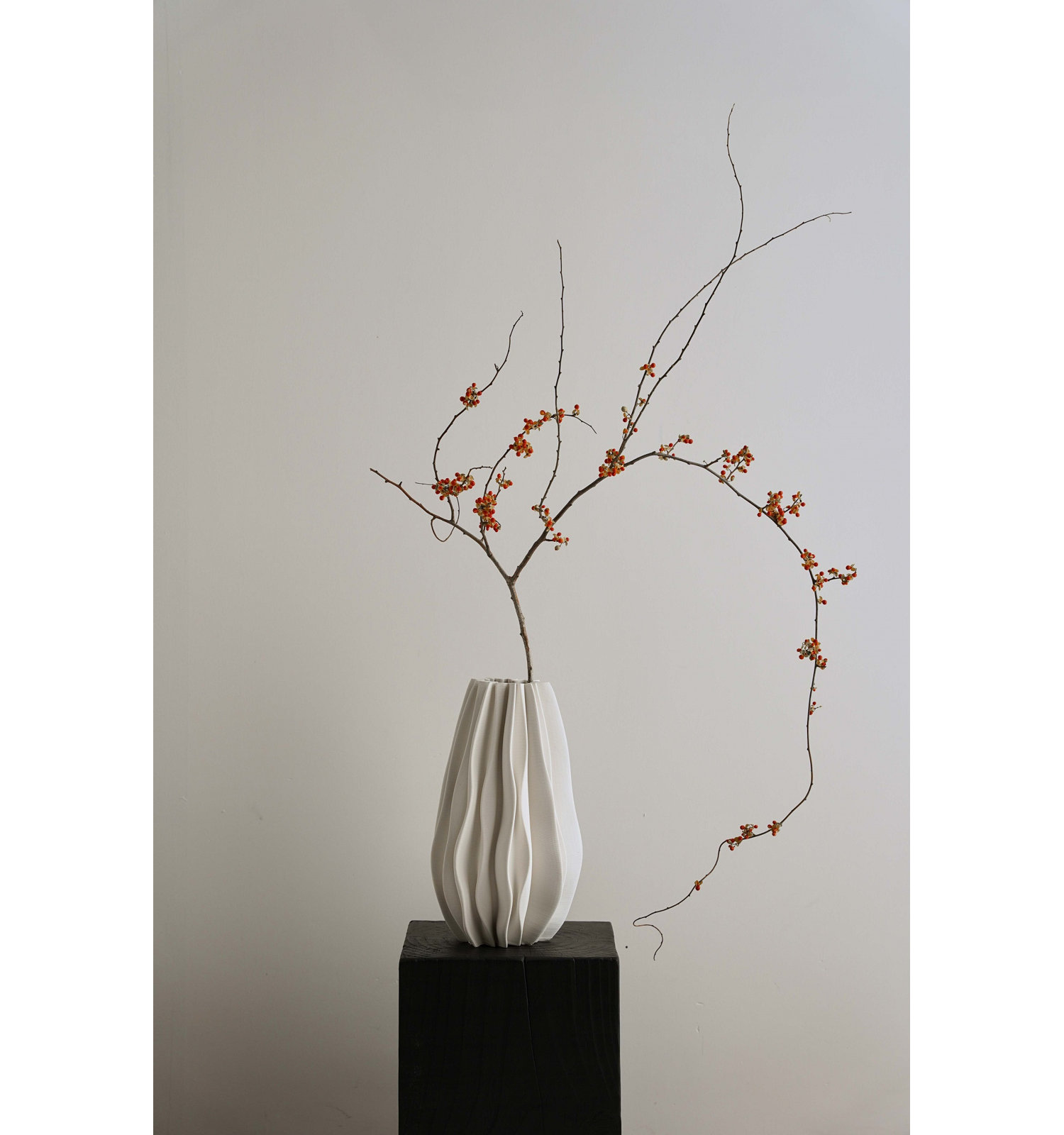 Ceramic 3D Printed Vase White, 12" H x 6" W x 6" D