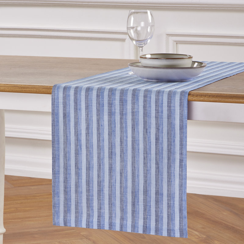 Natural White Linen Rectangle Table Runner 48" x 14"