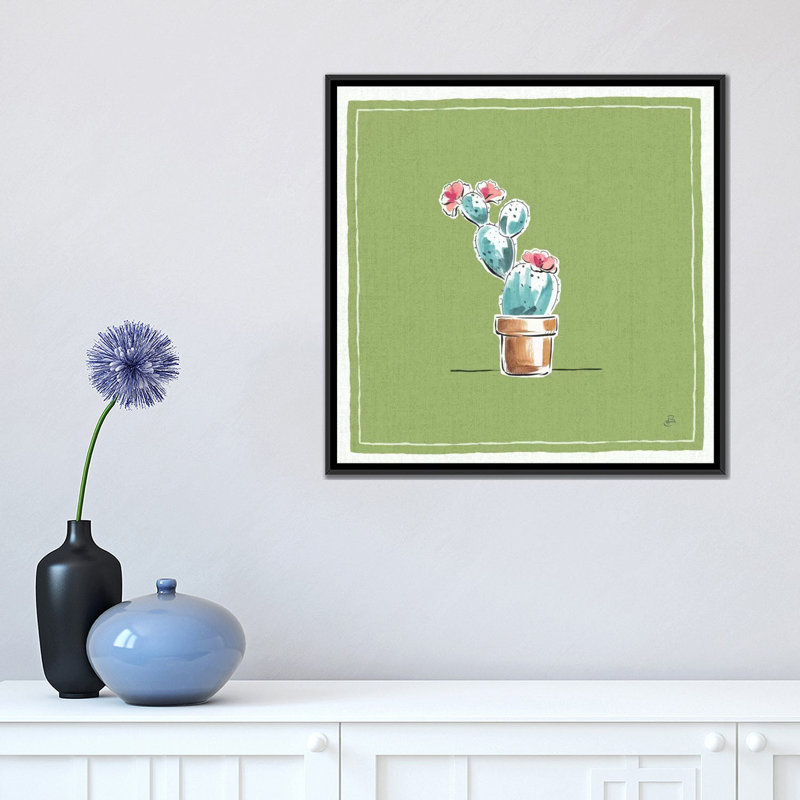 « désert fleuri ix », impression sur toile, H 18 po x l 18 po x P 1,5 po, Toile avec cadre flottant noir, Pas de tapis