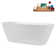 67" Streamline Soaking Glossy White Freestanding Tub and Tray With Internal Drain