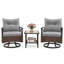 Ensemble de chaise berçante pivotante 3 pièces avec table basse à 2 niveaux et coussins de dossier confortables Winston Porter