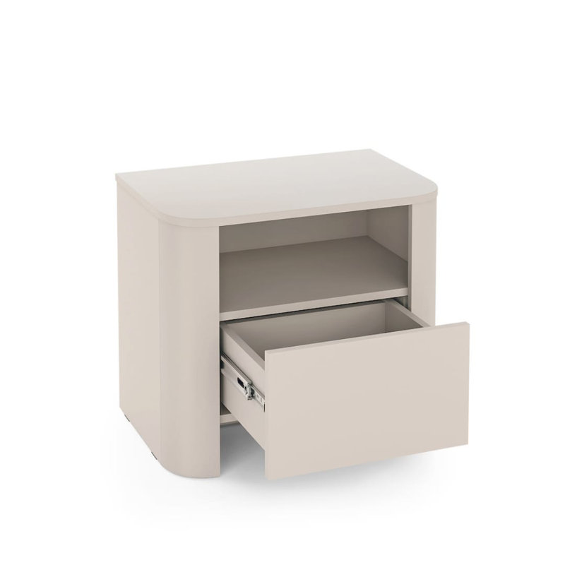 Suleiman 58cm W Manufactured Wood Bedside Table, Cashmere