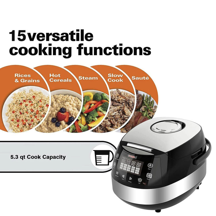Aroma 20-Cup (Cooked) / 5qt. Cool-Touch Digital Rice & Grain Multicooker & Slow Cooker, Steam Tray Included, Black (ARC-5200SB) Aroma