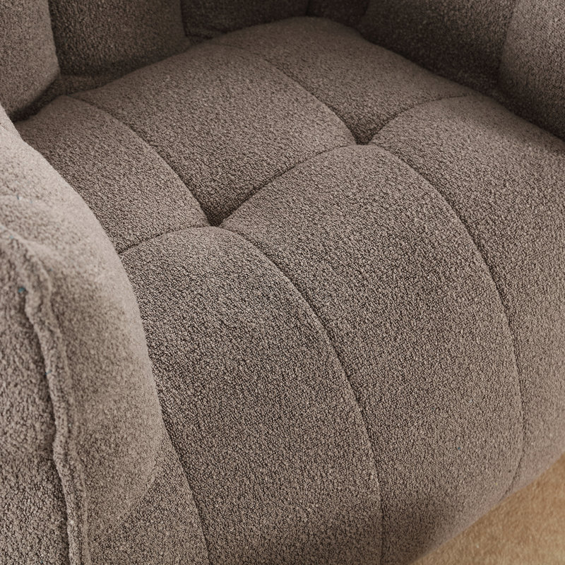 Canapé-lit carré confortable avec repose-pieds, Chenille café, H 23,23 po x l 38,58 po x P 31,5 po