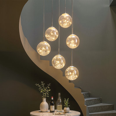 6 - Light Stainless Steel Chandelier Pendant
