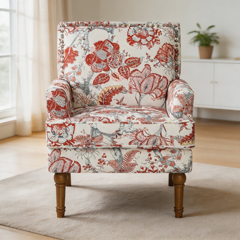 Fauteuil d'appoint Vorel Modern Farmhouse, Rouge
