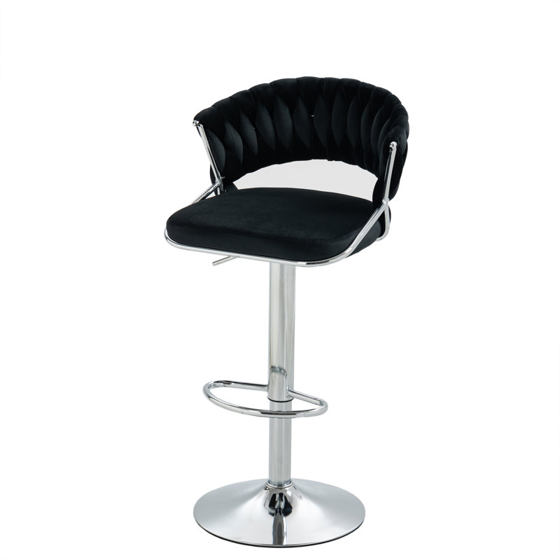 Ginko Modern Adjustable Bar Stools, Swivel Counter Stools with Upholstered Seat, Backrest, Footrest and Metal Frame for Kitchen and Home Bar （Set of 4）