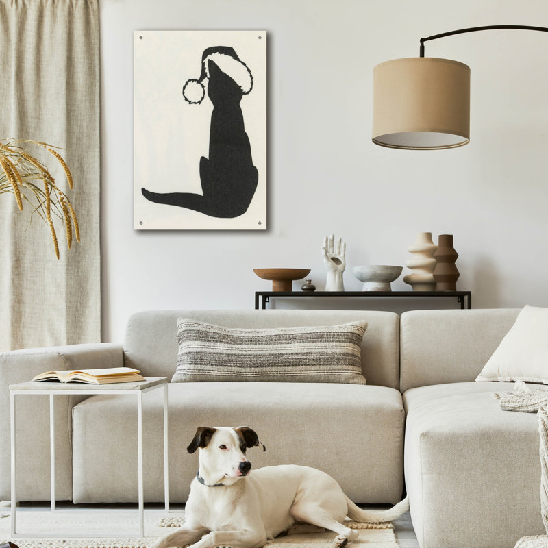 «Holiday Kitty» par Tis the Season, art mural en verre The Holiday Aisle®, H 36 po x l 24 po x P 0,2 po