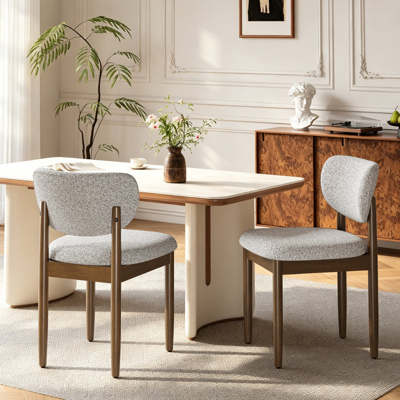 Chaise d'appoint rembourrée en bois massif, Kaki