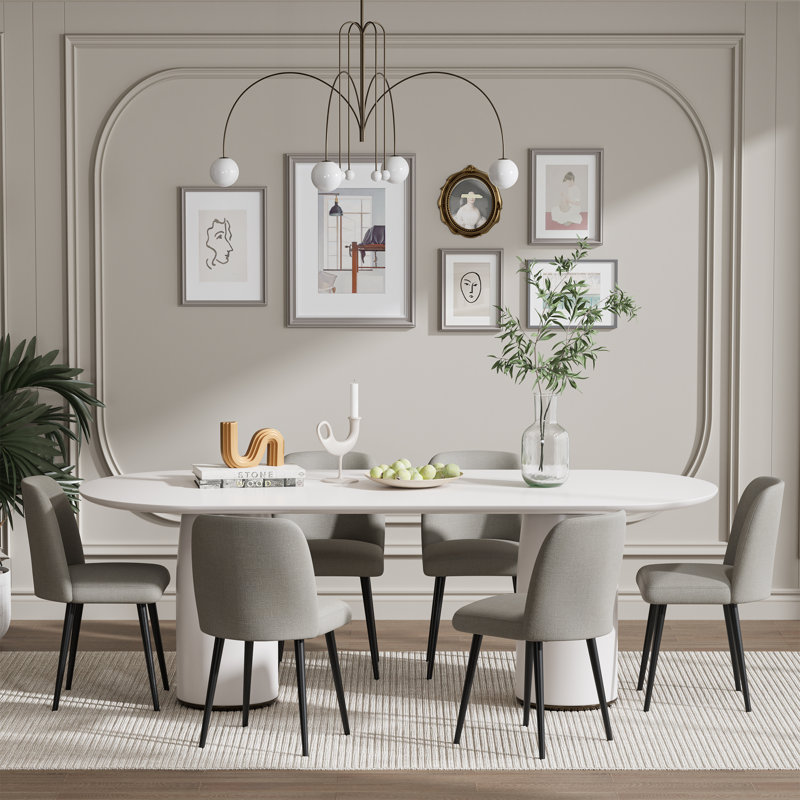 Lariel Dining Chairs with Metal Legs, Gray, Black