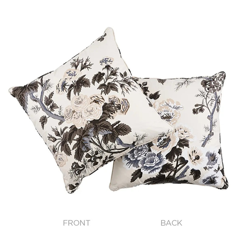 Pyne Hollyhock Pillow, 22" x 22", Charcoal