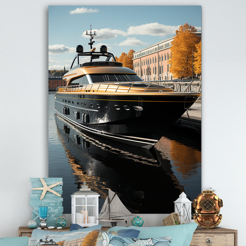 Port Dockside Elegance III - Décoration murale nautique et plage, H 20 po x l 12 po, Toile tendue