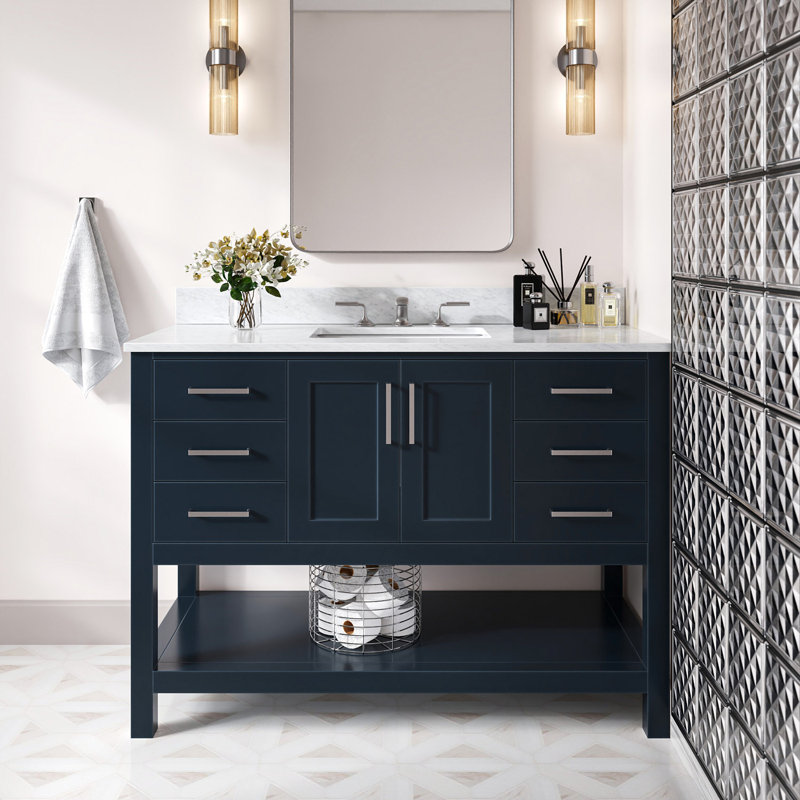 Magnolia Bath Vanity Rectangular Basin S061SCW2R, Rectangular, Midnight Blue, 49"