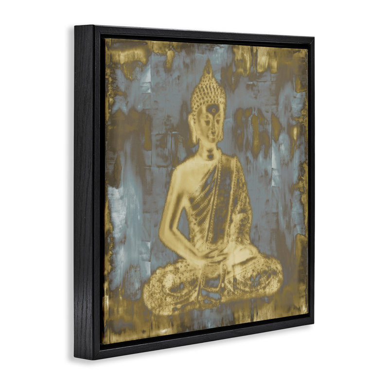 Cadre flottant abstrait Mdha Earthy Buddha, design par Tom Bray, Cadre flottant noir de jais, H 18 po x l 18 po
