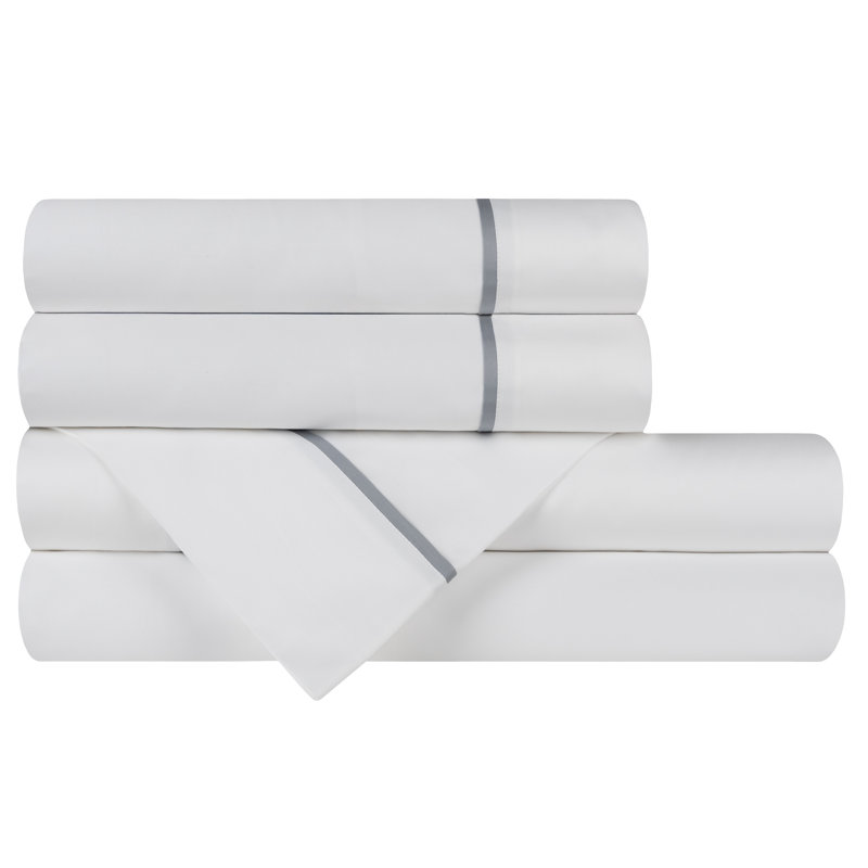 Estate 100% Cotton Sateen Sheet Set, white-white, Queen